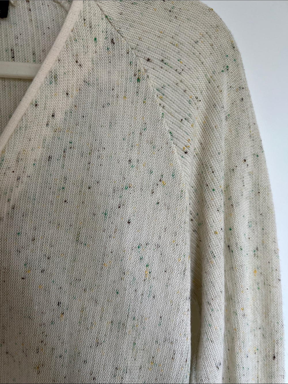 Vintage Cream Speckled V-Neck Button Cardigan - Picture 3 of 6